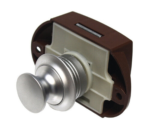 Замок мебельный CampLife Push-Lock 77x44, коричневый/шампань
