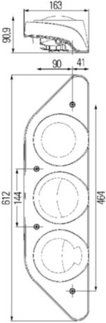 Фонарь задний Hella Caraluna Modular, правый, 612x163x90мм